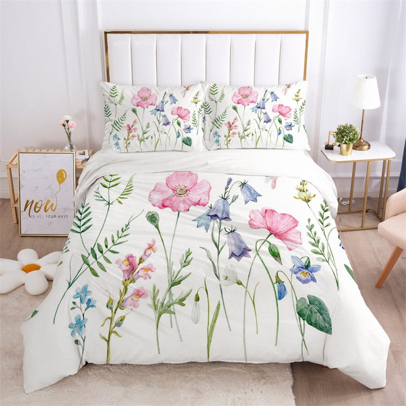 Aesthetic Floral Duvet Cover - 꽃잎 침구 세트 마이크로 화이버 나비