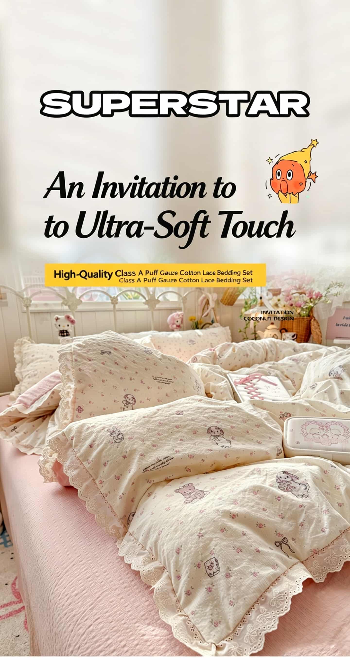 러플 레이스 장식의 플로럴 침구 세트, 보라색 주름 장 - Aesthetic Floral Duvet Cover 리뷰 및 가격