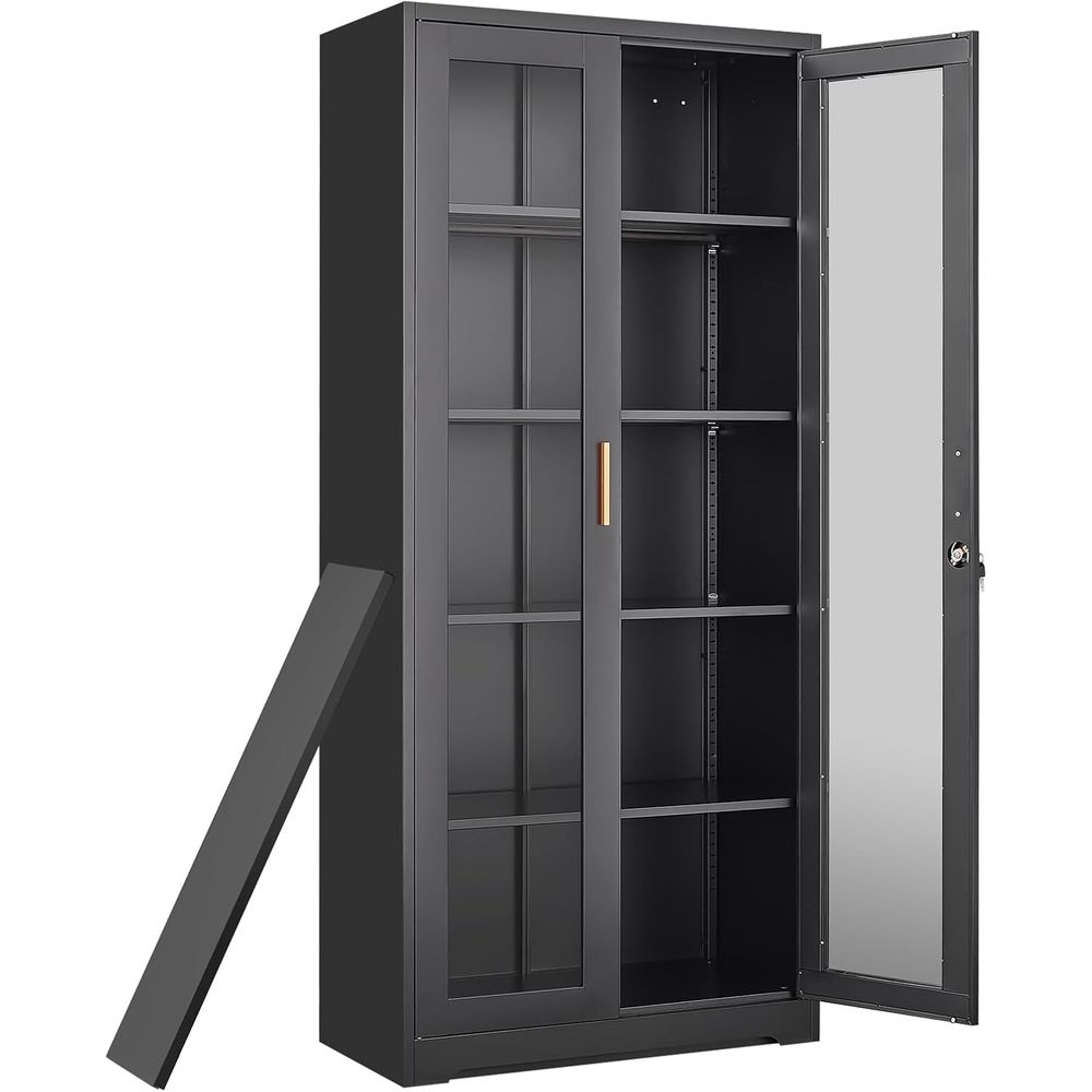 유리 도어가 있는 골동품 전시 캐비닛, 71인치 높이의 - Storage & Organization 리뷰 및 가격