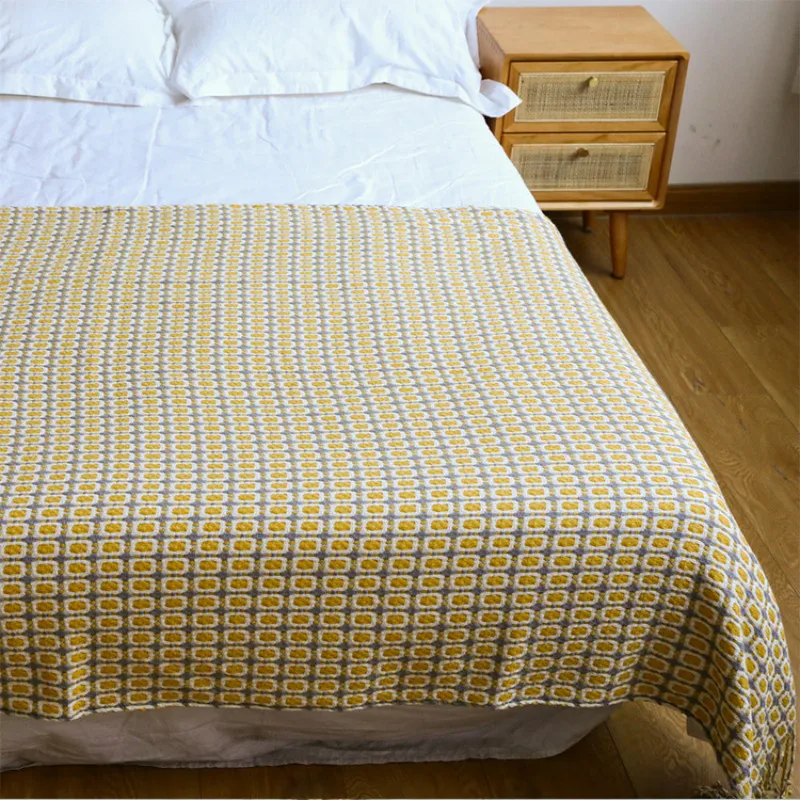 기하학적 격자무늬 자카드 직물로 짠 담요, 보헤미안 스 - Boho Throw Blanket Fringe 리뷰 및 가격