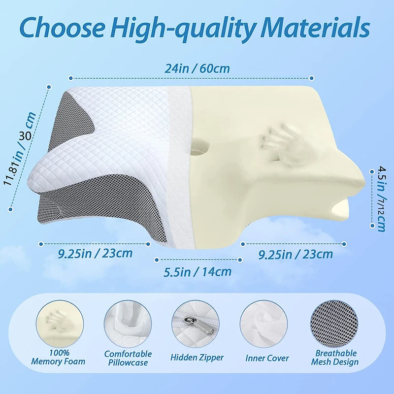 정형외과용 컨투어 목베개 메모리폼 2 in 1 인체공학 - Memory Foam Orthopedic Pillow Neck Pain 리뷰 및 가격