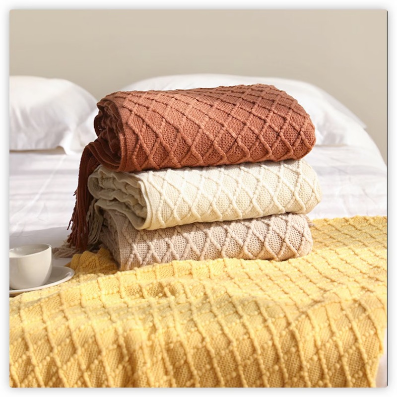 텍스타일 시티 다이아몬드 니트 소재의 술 장식 담요,  - Boho Throw Blanket Fringe 리뷰 및 가격